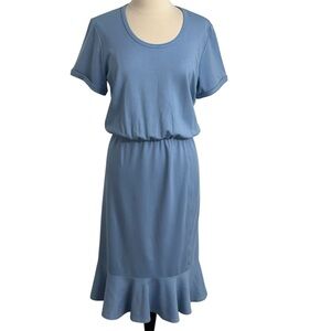 Caldwell Collection Scoop Neckline Short Sleeve Ruffle Flounce Dress, Light Blue